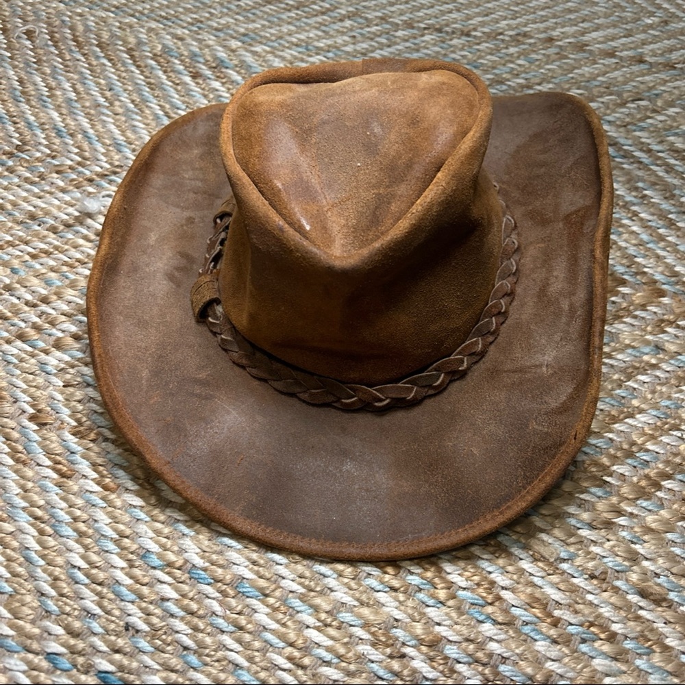 Minnetonka Mens Brown American Leather Cowboy Hat